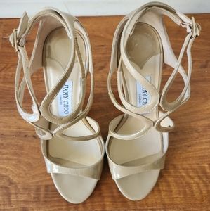 Jimmy Choo, High Heel Sandals Nude color, Sz 35.5 US 5.5